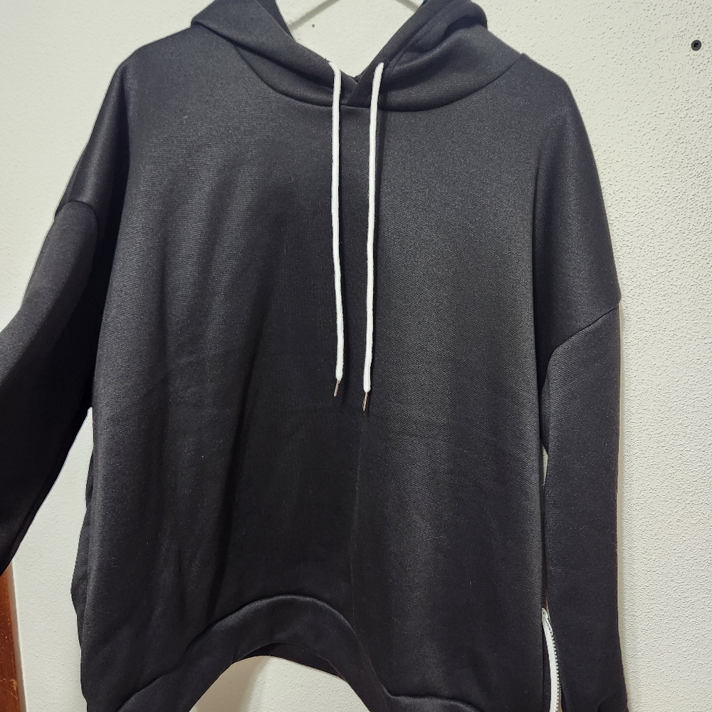 SHEIN side zip hooded sweatshirt